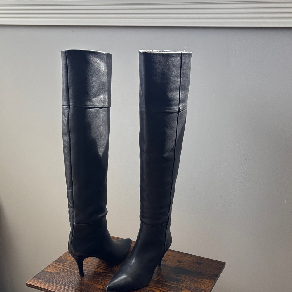 Friday Flash Sale Aqua Black Over the Knee Boots